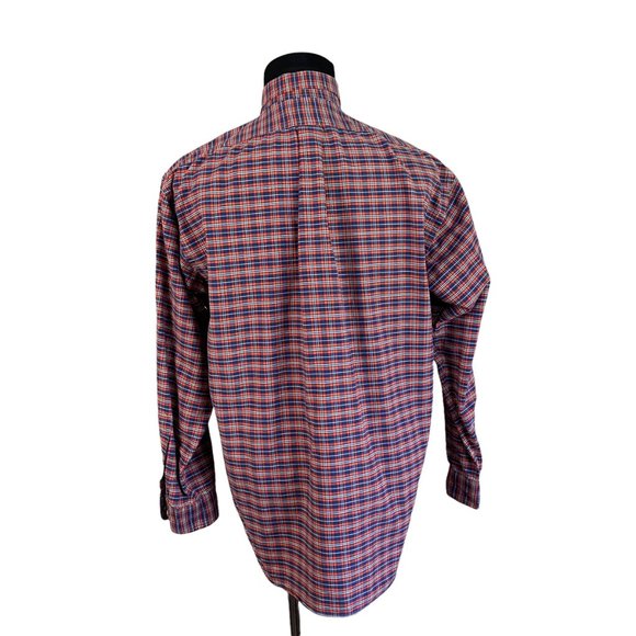Ralph Lauren | Big Shirt Orange Plaid Long Sleeve Button Front Shirt Medium - Picture 6 of 8